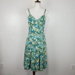 Ann Taylor Sleeveless Cotton Drop Skirt Pleats Patterned Classic Dress Size 6